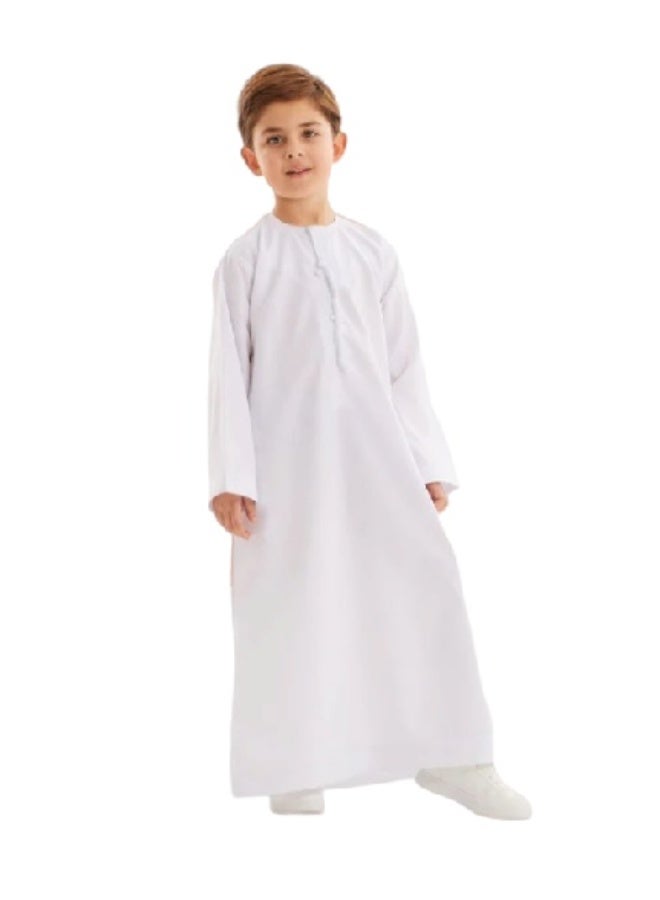RAHMA COLLECTIONS Authentic White Boys Kandura | Ready to wear Handcrafted Traditional Emirati Thobe/Dishdasha, Lightweight Breathable, Comfortable and Skin-Friendly Fabric, Ages 9 Months to 18 Years - Image 2